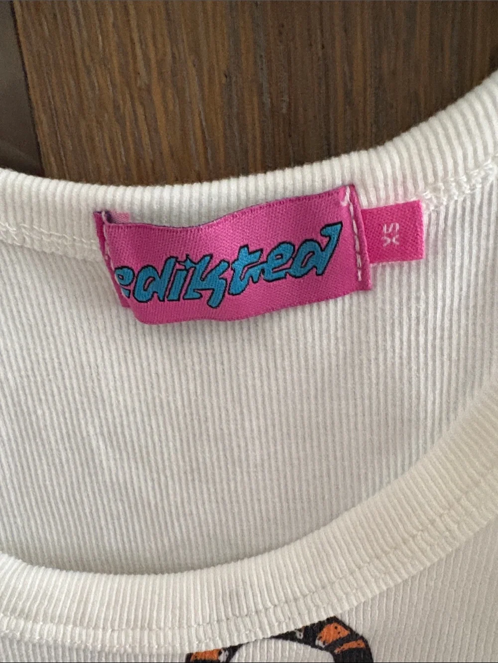 Edikted White Tank Top with Tiger and Heart Graphic